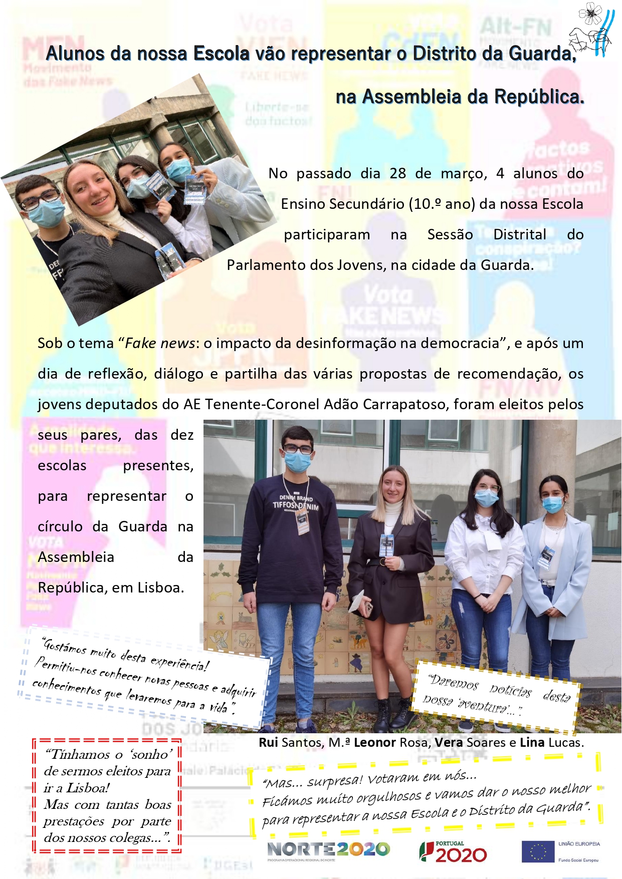 Alunos da nossa Escola vão representar o Distrito da Guarda na Assembleia da República