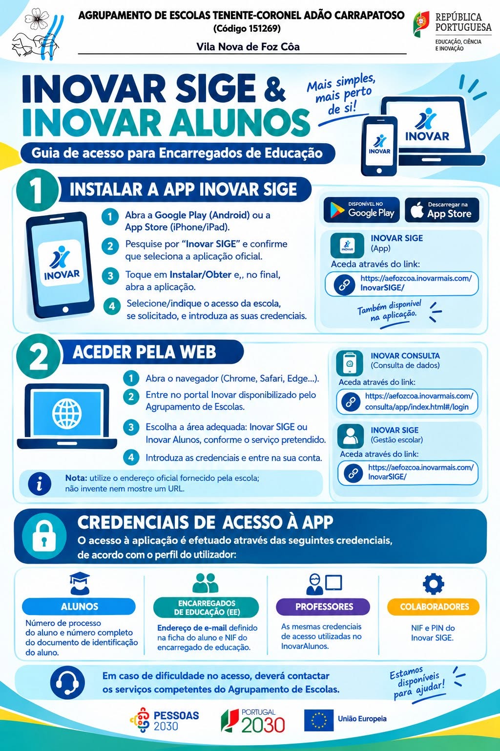 INOVAR SIGE E INOVAR ALUNOS | Guia de acesso para Encarregados de Educação